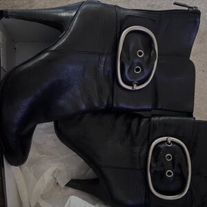 Nine West Black Ankle Boots with Silver Buckle